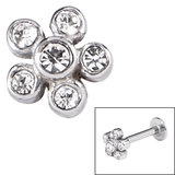 Steel Threaded Attachment - 1.2mm Steel Jewelled Flower - SKU 34014