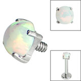 Titanium Claw Set Round Synth Opal Top for Internal Thread shafts in 1.2mm - SKU 34060