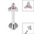 Titanium Internally Threaded Labrets 1.2mm - Titanium Claw Set CZ Jewelled Mini Trinity - SKU 34090