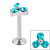 Titanium Internally Threaded Labrets 1.2mm - Titanium Claw Set CZ Jewelled Trinity - SKU 34118