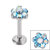 Titanium Internally Threaded Labrets 1.2mm - Titanium Claw Set Synth Opal and 6 Point CZ Jewelled Flower - SKU 34123