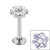 Titanium Internally Threaded Labrets 1.2mm - Titanium Claw Set Synth Opal and 6 Point CZ Jewelled Flower - SKU 34127