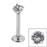 Titanium Internally Threaded Labrets 1.2mm - 3mm Titanium Claw Set Round CZ Jewel 10mm / 3mm / Black Diamond CZ