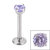 Titanium Internally Threaded Labrets 1.2mm - 3mm Titanium Claw Set Round CZ Jewel 10mm / 3mm / Lilac CZ - alternative image