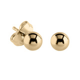 Steel Ear Stud Earrings with Ball Zircon Gold Steel, 3mm Shiny Balls, 1 Pair.