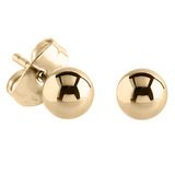 Steel Ear Stud Earrings with Ball Zircon Gold Steel, 4mm Shiny Balls, 1 Pair.