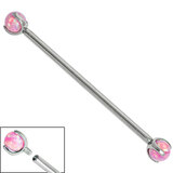 Titanium Internally Threaded Industrial Scaffold Bars 1.6mm - Titanium Claw Set Opal Balls 1.6mm, 32mm, 4mm, Candy Pink