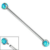 Titanium Internally Threaded Industrial Scaffold Bars 1.6mm - Titanium Claw Set Opal Balls 1.6mm, 36mm, 4mm, Island Blue