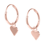 Sterling Silver Hoops - Drop Earrings - Cross, Heart, Star Rose Gold Silver Heart Drop Hoop Earring RG-H147