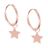 Sterling Silver Hoops - Drop Earrings - Cross, Heart, Star Rose Gold Silver Star Drop Hoop Earring RG-H148