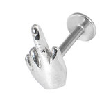 Steel Labret with Steel Middle Finger 1.2mm and 1.6mm - SKU 34280