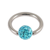 Steel BCR with Smooth Glitzy Ball 1.2mm, 9mm, 4mm, Turquoise