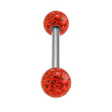 Smooth Glitzy Ball Barbell Double Ended with 4mm balls 1.6mm, 14mm, 4mm, Red