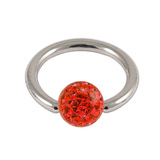 Steel BCR with Smooth Glitzy Ball 1.6mm, 6mm, 4mm, Red