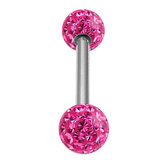 Smooth Glitzy Ball Barbell Double Ended with 5mm balls 1.6mm, 10mm, 5mm, Fuchsia