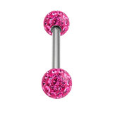 Smooth Glitzy Ball Micro Bar Double Ended with 3mm Balls in 1.2mm Gauge - SKU 34338