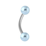 Steel Micro Curved Bar with Acrylic Pearl Balls 1.2mm 1.2mm, 6mm, 4mm, Light Blue