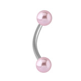 Steel Micro Curved Bar with Acrylic Pearl Balls 1.2mm 1.2mm, 9mm, 4mm, Pink