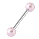 Steel Barbell with Acrylic Pearl Balls 1.6mm - SKU 34398