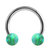 Steel Circular Barbell (CBB) (Horseshoes) with Synthetic Opal Balls 1.2mm 1.2mm, 7mm, 3mm, Green Opal - alternative image