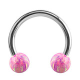 Steel Circular Barbell (CBB) (Horseshoes) with Synthetic Opal Balls 1.2mm - SKU 34432