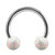 Steel Circular Barbell (CBB) (Horseshoes) with Synthetic Opal Balls 1.2mm 1.2mm, 12mm, 3mm, Ice White Opal - alternative image