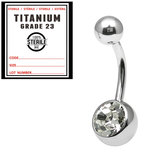 Sterile Titanium Jewelled Belly Bars - SKU 34560