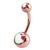 Rose Gold Titanium Double Jewelled Belly Bars (Rose Gold colour PVD) - SKU 34623