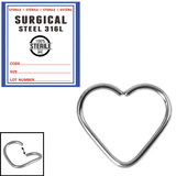 Sterile Steel Continuous Heart Twist Ring - SKU 34644