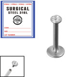 Sterile Steel Internally Threaded Jewelled Labrets 1.2mm - SKU 34674