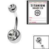 Sterile Titanium Internal Thread Double Jewelled Belly Bar - SKU 34682