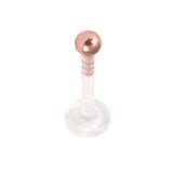 Bioflex Push-fit Labret with Rose Gold Steel Ball 1.6mm, 12mm, 2mm