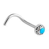 Steel Turquoise Halo Nose Stud - SKU 34709