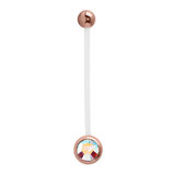 Pregnancy PTFE and Surgical Steel Single Jewelled Belly Bars 1.6mm, Rose Gold Steel, Crystal AB