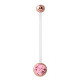 Pregnancy Bioflex and Surgical Steel Double Jewelled Belly Bars (formerly PTFE) - SKU 34715