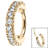 Steel 2.2mm Pave Set Jewelled Edge Hinged Clicker Ring Zircon Steel, 1.0mm, 6mm, Crystal Clear