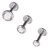 Steel Triple Piercing - Internally Threaded Jewelled Disk Labrets 1.2mm - SKU 34754