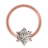 Steel BCR with Steel Claw Set Jewelled Flower - Nipple Ring - SKU 34764