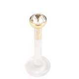 Bioflex Push-fit Labret with 18ct Gold Jewelled Top (2.8mm Top) - SKU 34807