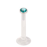 Bioflex Push-fit Labret with Steel Jewelled Disk (2.35mm Disk) 1.0mm, 8mm, 2.35mm Turquoise.