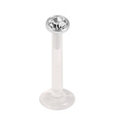 Bioflex Push-fit Labret with Steel Jewelled Disk (3mm Disk) 1.0mm, 8mm, 3mm Crystal Clear.