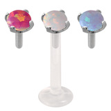 Multipacks - Bioflex Push-fit Labret with Steel Claw Set Opal Tops 1.0mm, 8mm, 2.5mm, White, Pink and Light Blue Opal Tops