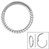 Steel Twisted Rope Hinged Clicker Ring - SKU 34864