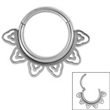 Steel Sunburst Hinged Clicker Ring - SKU 34865