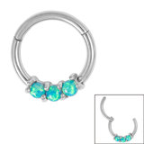 Steel Claw Set Opal Trio Hinged Clicker Ring 1.2mm, 8mm, Island blue