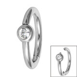 Steel Side Facing Bezel Set Jewel Hinged Clicker Ring - SKU 34889