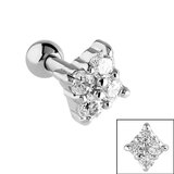 Steel Claw Set Jewelled Diamond Shape Micro Bar Steel, 1.2mm, 6mm, Crystal Clear (One bar only)