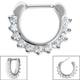 Steel Claw Set Jewelled Clicker Ring Steel, 1.2mm, 9.5mm, 8.5mm, Crystal Clear