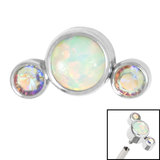 Titanium (Infinity) Bezel Set 3 Opal and Jewels Crescent for Internal Thread shafts in 1.2mm - SKU 34978