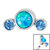 Titanium (Infinity) Bezel Set 3 Opal and Jewels Crescent for Internal Thread shafts in 1.2mm - SKU 34979